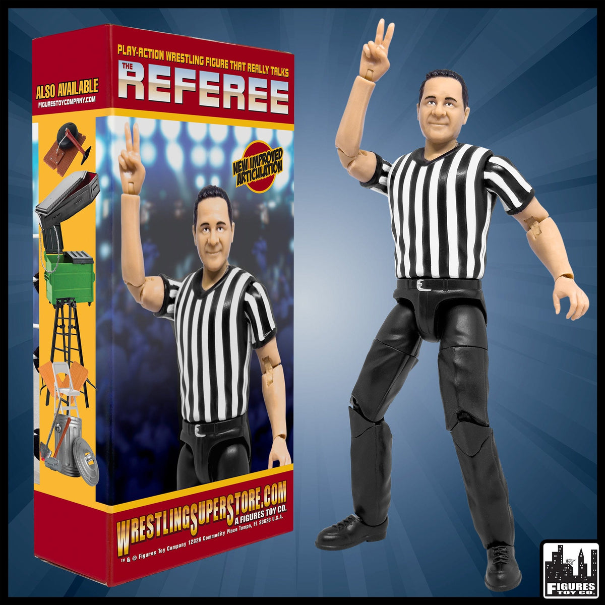 Ultimate 3 Counting &amp; Talking Wrestling Referee Figure for WWE &amp; AEW Figures